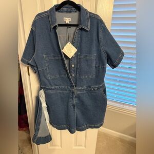 Ava & Viv Blue Denim Jumpsuit Skort